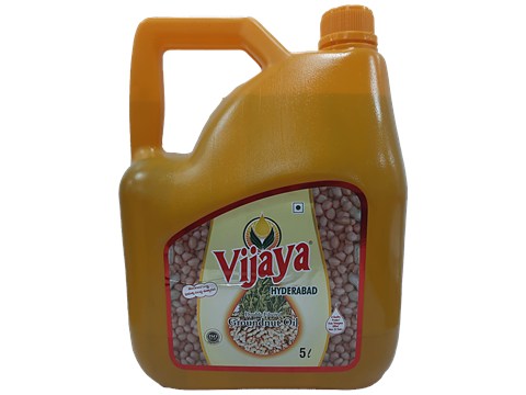 Vijaya Double Filtered Groundnut Oil - Enriched With Vitamins A, D & E, 5 L