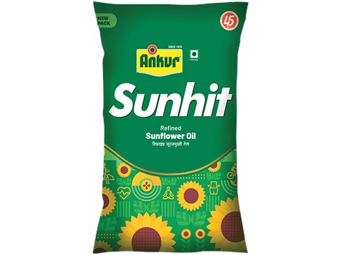 Ankur Sunfit Refined Sunflower Oil - Fortified with Vitamin A & Vitamin D, 870 g
