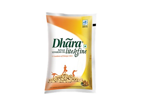 Dhara  Lite N Fine Refined Soyabean Oil, 750 g
