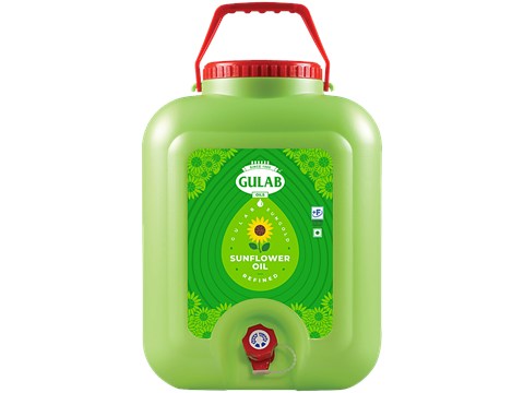 Gulab Oils Sungold Refined Sunflower Oil - Fortified with Vitamin A & D, 13 kg