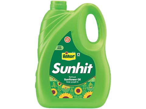Ankur Sunfit Refined Sunflower Oil - Fortified with Vitamin A & Vitamin D, 4.35 kg