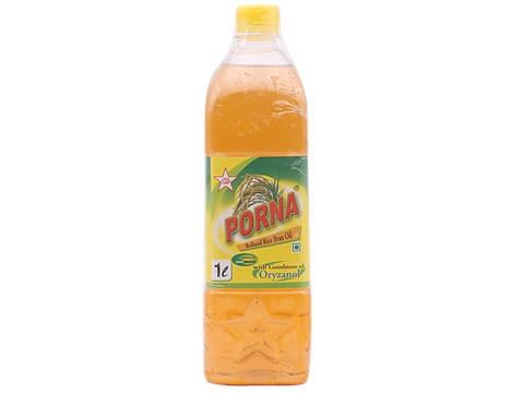 Porna Refined Oil - Rice Bran, 1 L