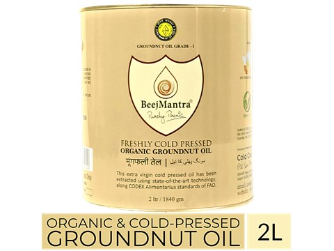 BeejMantra Groundnut Oil - Organic, Cold-Pressed, Extra Virgin, 2 L