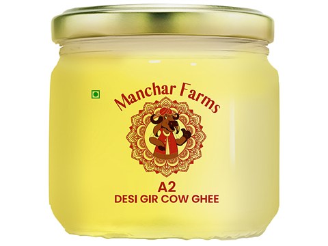 Manchar Farms A2 Desi Gir Cow Ghee - Rich In Antioxidants, Boosts Overall Health, 300 ml
