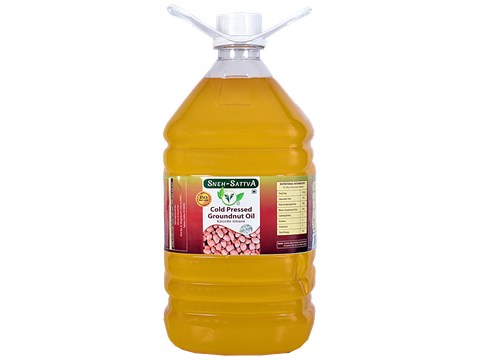 Sneh-Sattva Groundnut Oil - Cold Pressed, Kacchi Ghani, Pure, Rich In Antioxidants, No Preservatives, 5 L