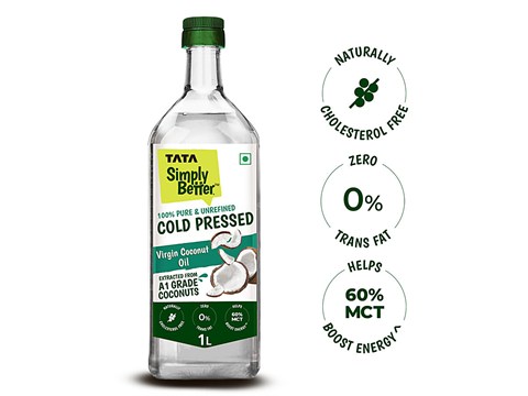 Tata Simply Better Pure & Unrefined Cold Pressed Virgin Coconut Oil, 1 L