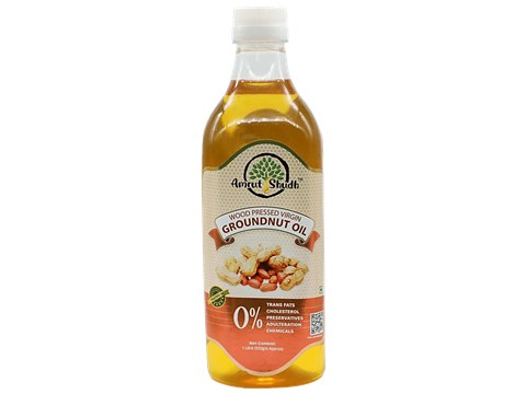 Amrut Shudh Wood Pressed Virgin Ground Nut Oil - Helps Heart Health, Rich In Antioxidants, 1 L
