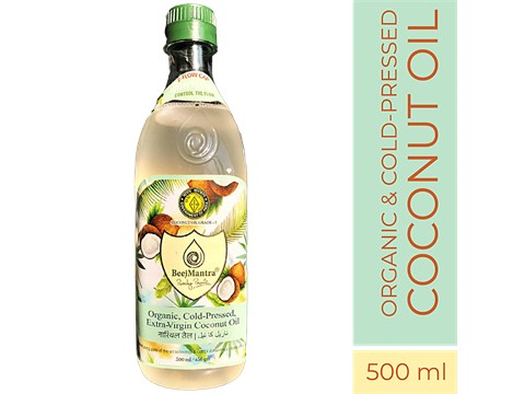 BeejMantra Coconut Oil - Organic, Cold-Pressed, Extra Virgin, 500 ml