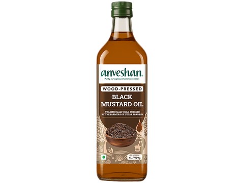 Anveshan Wood Cold Pressed Kachi Ghani Black Mustard Cooking Oil, 1 L