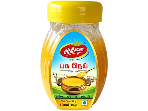 Chithirai Cow Ghee - Aromatic, Flavourful, Granular Cooking Medium, For Tempering, Frying, Baking, Grilling, 500 ml