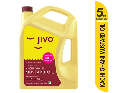 Jivo  Cold Press Kachi Ghani Mustard Oil, 5 L
