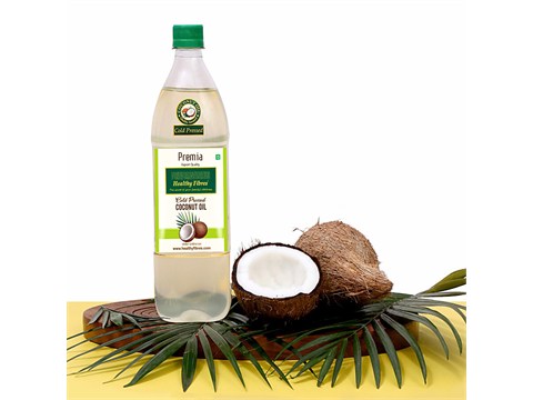 Healthy Fibres Premia Cold Pressed Coconut Oil - Natural & Chemical Free, 1 L