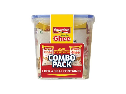 Gowardhan Gow Ghee/Tuppa Festival Pack With Lock & Seal Container, 2 L