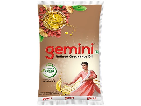 Gemini Refined Groundnut Oil, 870 g
