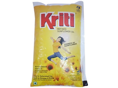 Kriti Refined Sunflower Oil - Fortified with Vitamin A & D, 1 L