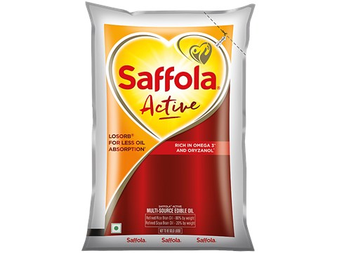 Saffola Active Rice Bran & Soya Bean Refined Oil, 850 g