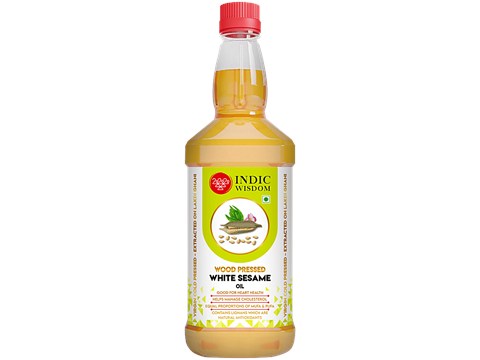 Indic Wisdom Wood Pressed White Sesame Oil - Cold Pressed, 500 ml