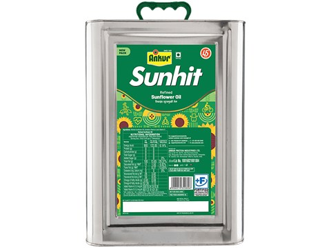 Ankur Sunhit Refined Sunflower Oil - Fortified with Vitamin A & Vitamin D, 13 kg