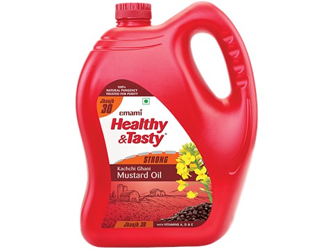 Emami Healthy & Tasty Strong Kachchi Ghani Mustard Oil, 5 L