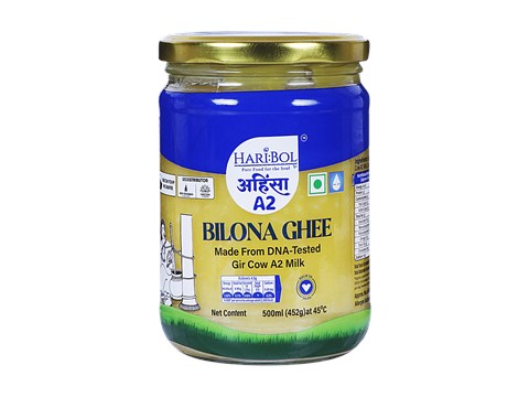 Haribol A2 Milk Bilona Ghee - Made From Desi Cow's DNA Tested Milk, 500 ml