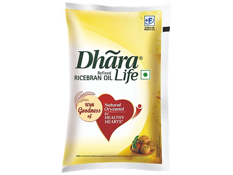 Dhara  Life Refined Ricebran Oil, 1 L