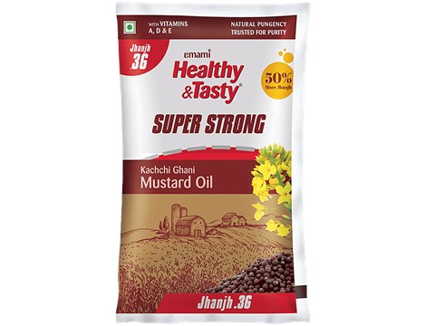 Emami Healthy & Tasty Super Strong Kachchi Ghani Mustard Oil, 900 g