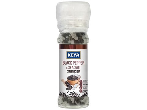 Keya Black Pepper & Sea Salt Grinder, 80 g