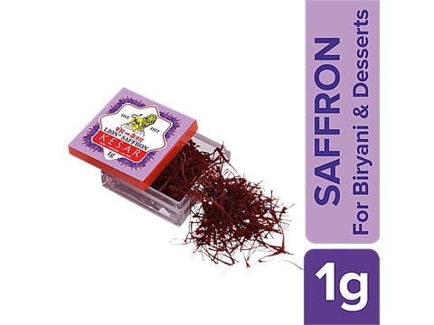 Lion Saffron Kesar - Pure, Natural, Used For Cooking Biryani, Sweets, Milk & Tea, 1 g