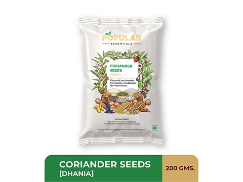 Popular Essentials Coriander Seeds/Dhania, 200 g