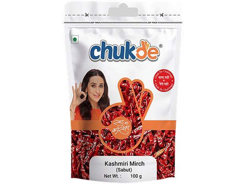 Chukde Kashmiri Mirch Sabut/Red Chilli Whole, 100 g