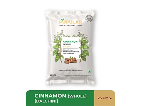 Popular Essentials Cinnamon/Dalchini - Whole, 25 g