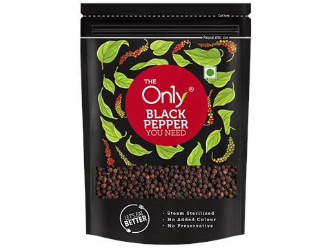 On1y Whole Black Pepper - Steam Sterilized, No Added Colour & Preservative, 75 g