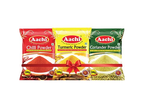 Aachi Masala Combo - Chilli Powder, Turmeric Powder, Coriander Powder, 3 pcs