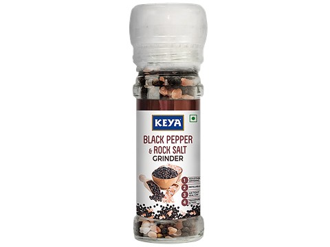 Keya Black Pepper & Rock Salt Grinder, 80 g