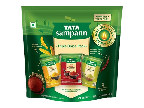 Tata Sampann Triple Spice Combo Pack with Natural Oils, Monthly Value Pack, 600 g