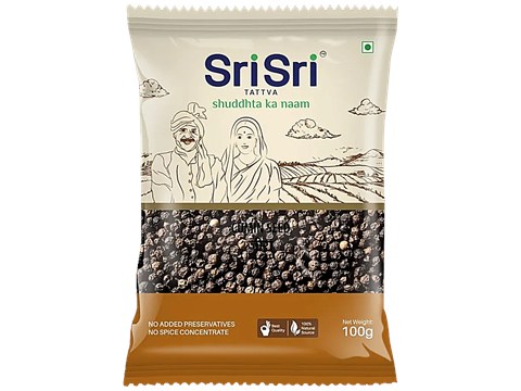 Sri Sri Tattva Black Pepper - Whole, High In Antioxidants, Boosts Metabolism, 100 g