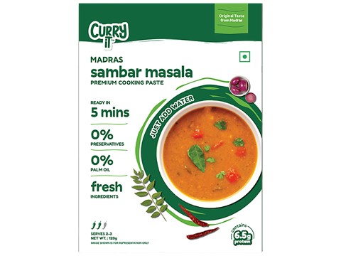 CURRYiT Madras Sambar Masala - Premium Cooking Paste, 120 g