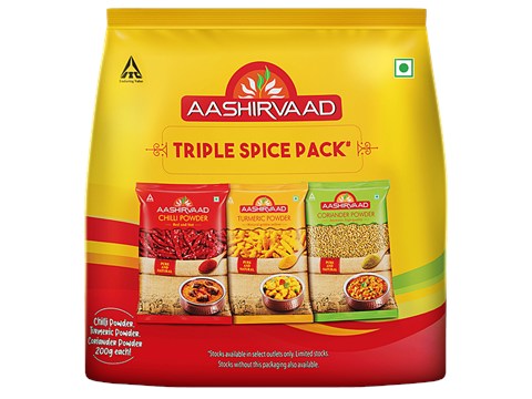 Aashirvaad Combo Pack - Chilli, Turmeric & Coriander (200g Each), 600 g