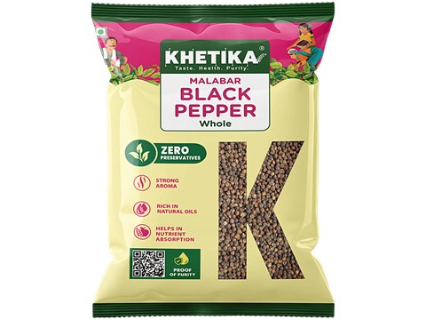 Khetika Malabar Black Pepper/Kali Mirch Whole, 50 g