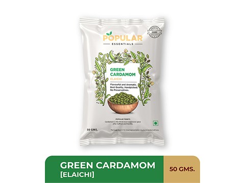Popular Essentials Green Cardamom/Elaichi, 50 g