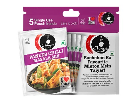 Ching's Secret Paneer Chilli Masala Mix, Cooks in 4-5Mins, 5 Single Use Pouches, 100 g