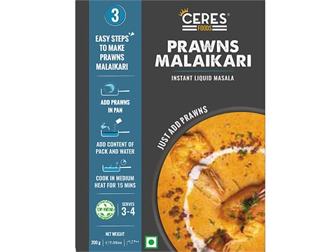 Ceres Foods Bengali Prawns Malaikari Instant Liquid Masala - Ready To Cook Indian Curry Cooking Paste, 200 g