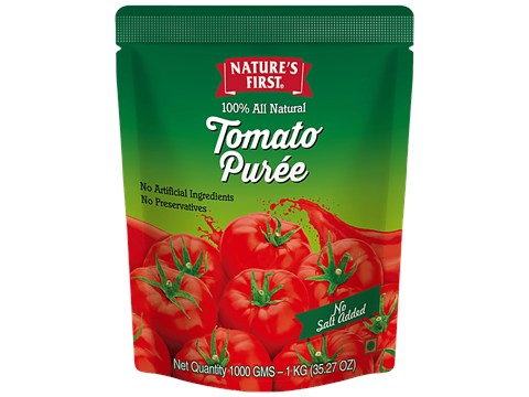 Nature's First Tomato Puree - Natural, Thick, No Salt Added, Preservative Free, 1 kg
