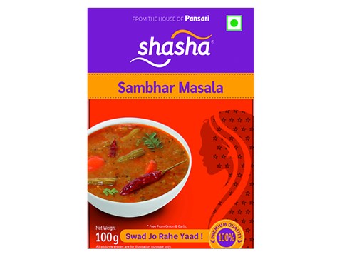 SHASHA Sambhar Masala - Premium Quality, Aromatic Spice Blend, 100 g