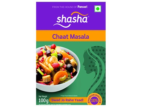 SHASHA Chaat Masala - Premium Quality, Tangy, Flavourful Sprinkler/Condiment For Snacks, 100 g