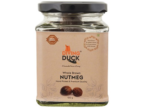 DIVING DUCK Whole Brown Nutmeg - Handpicked, Premium Quality, Natural, 100 g