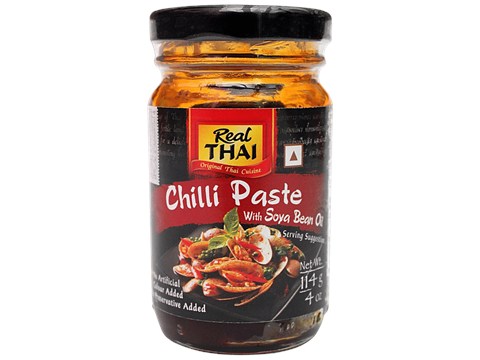 REAL THAI Real Thai Chilli Paste With Soybean Oil - No Artificial Colours & Preservatives, 114 g