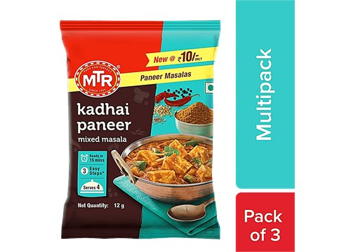 MTR Paneer Masalas Mixed - Variety Pack, Kadhai Paneer, Mutter Paner, Palak Paneer, Ready In 15 Minutes, 36 g