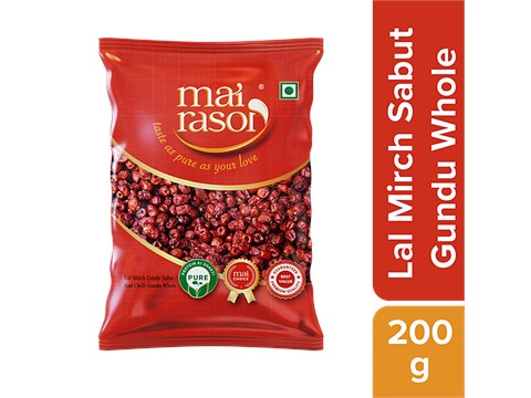 Mai Rasoi Lal Mirch Gundu Sabut/Red Chilli Round Whole, 200 g