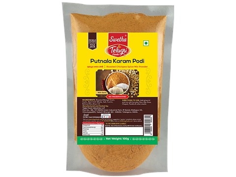 Swetha Telugu foods Putnala Karam - Roasted Dalia Spice Mix, 100 g